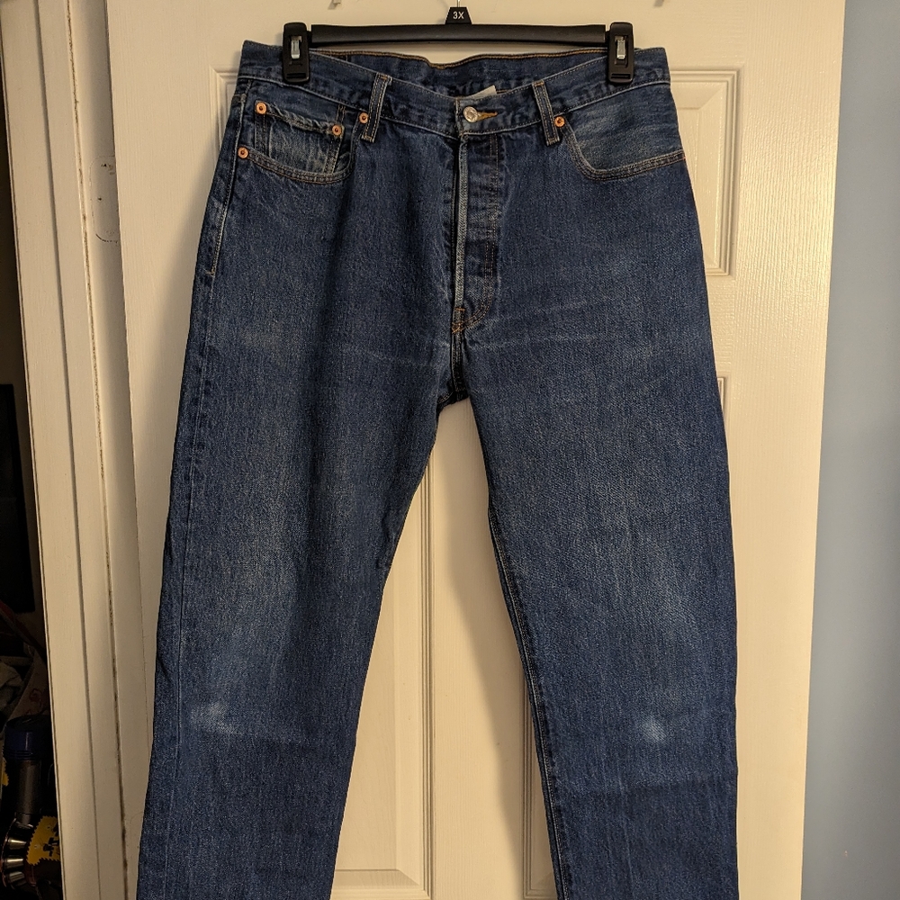 Levi’s 501 Jeans Pants Denim Button Fly Dark Wash 36 x 34